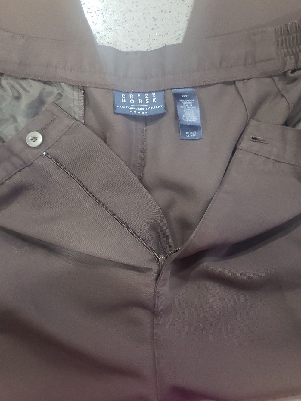 Liz Claiborne Crazy Horse Women's Dark Brown Dress Trousers, 22W